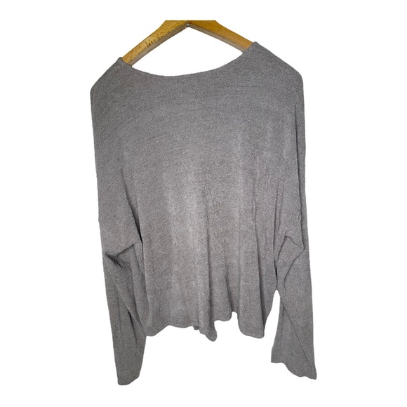 Barefoot Dreams Cozychic Ultra Lite Tie Front Pullover Sweater Size 3X Gray - Picture 8 of 10